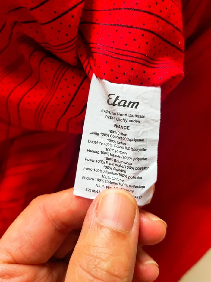 Manteau trench rouge taille 38 marque Etam - photo numéro 10