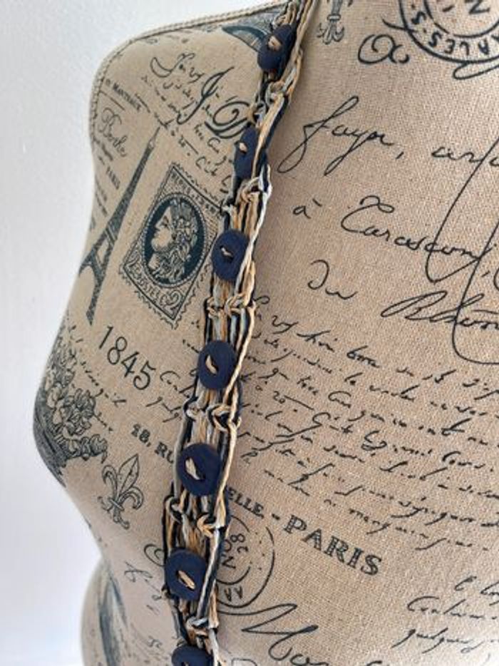 Petit sac raphia (21x30cm) marine et corail - photo numéro 5