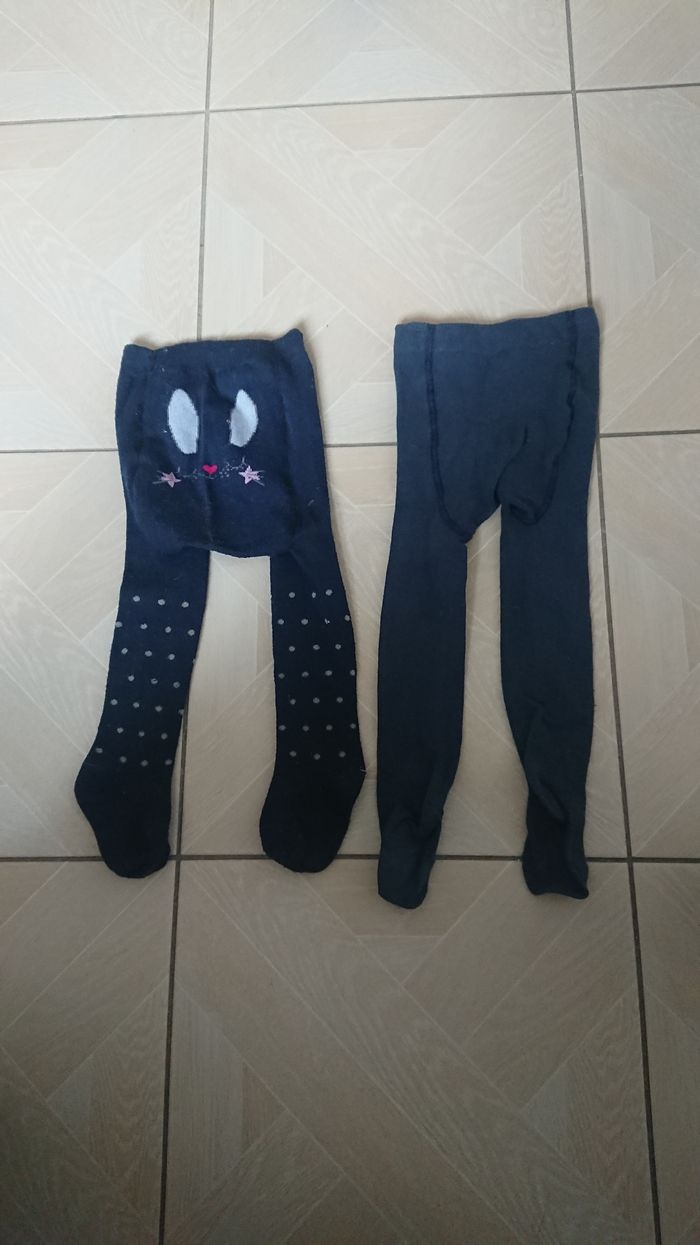 Lot de 2 collants en laine bleu