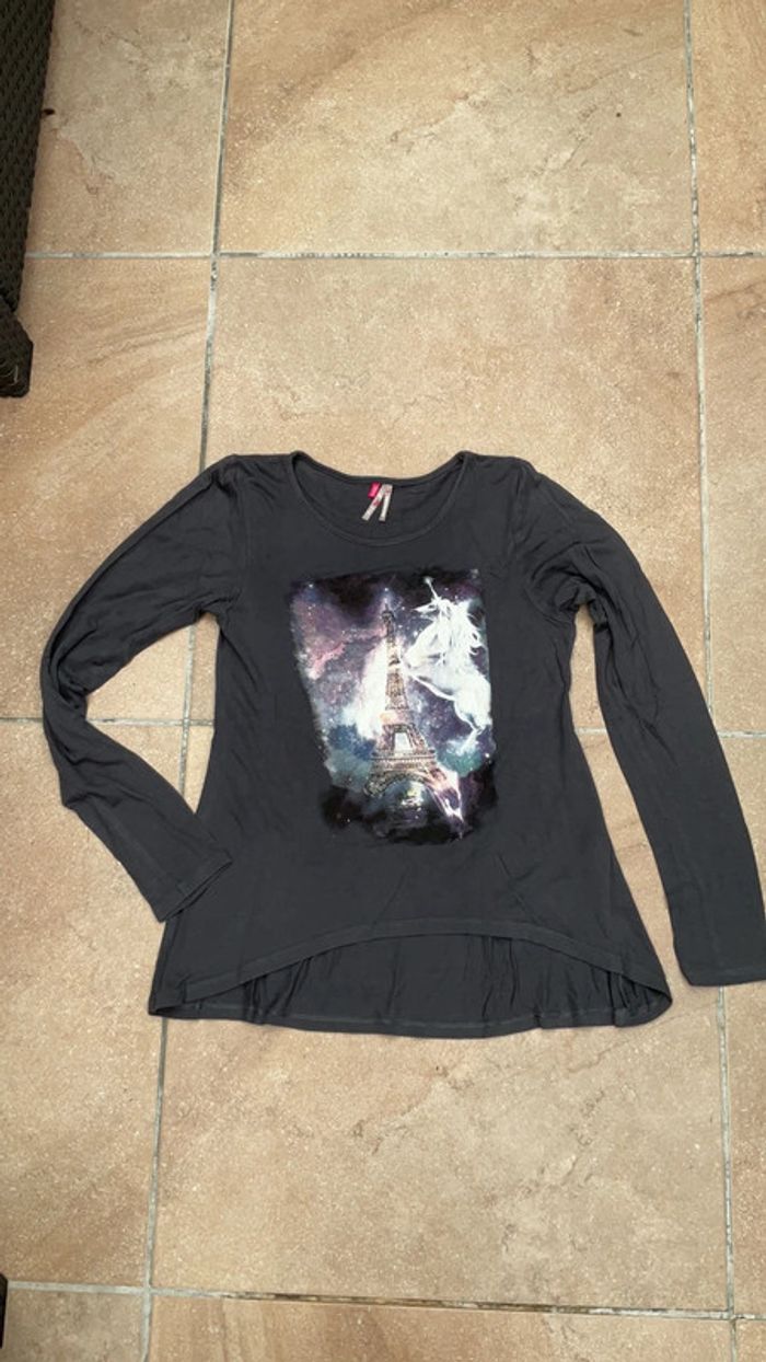 T-shirt gris dessin imprimé paillette Orchestra (n°18)