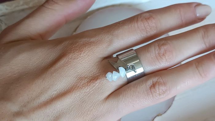 Jolie bague à breloques en acier inoxydable argenté - photo numéro 2