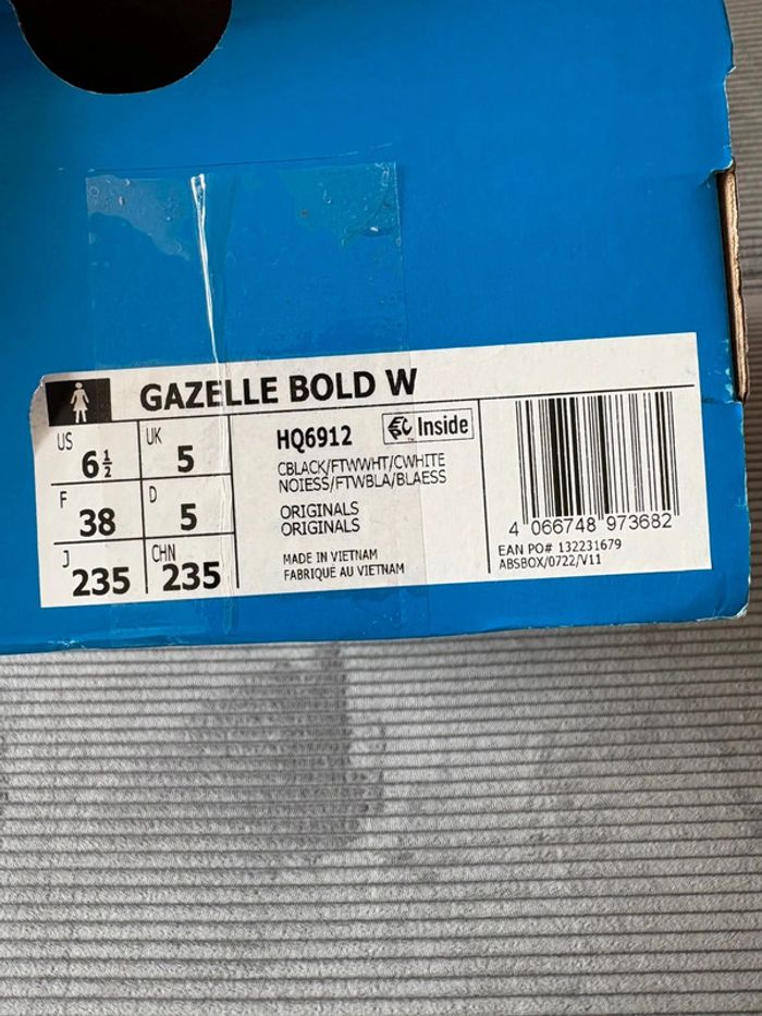 Chaussures adidas gazelle bold blanches et noires / taille 38 - photo numéro 9