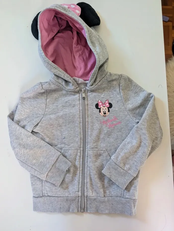 Gilet sweat shirt Disney Minnie 3- 4 ans avec oreilles souris