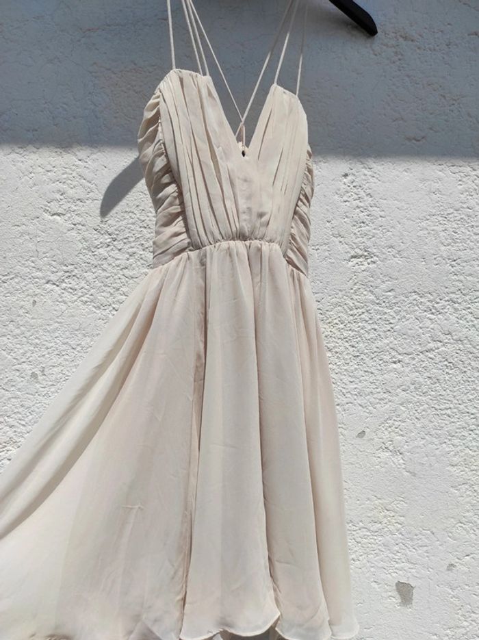 Robe de soirée cocktail drapée h&m beige