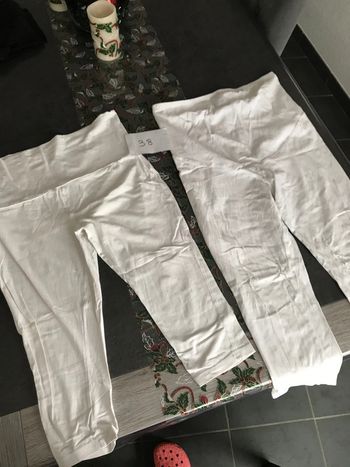 Lot 2 pantacourts leggings blanc