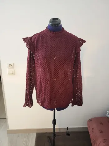Blouse bordeaux ajourée XL