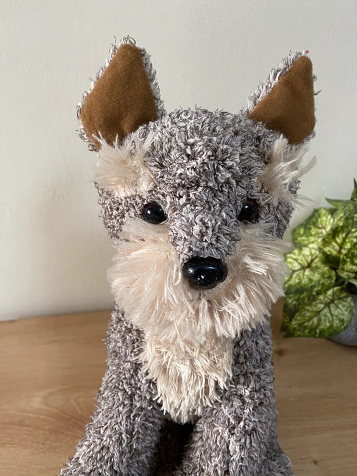 Doudou peluche chien Schnell gris marron les petites Marie - photo numéro 3
