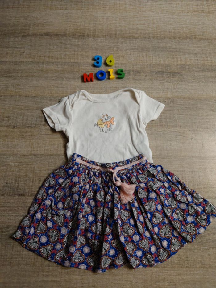 Jupe + tee shirt + body - 3ans - photo numéro 2