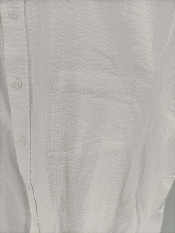 Chemise blanche Livergy manches courtes tissu gaufré, 100% coton, col rond taille 42 A335 - photo numéro 6