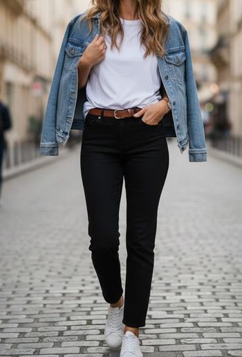 Jean Coupe Droite Camaïeu Noir