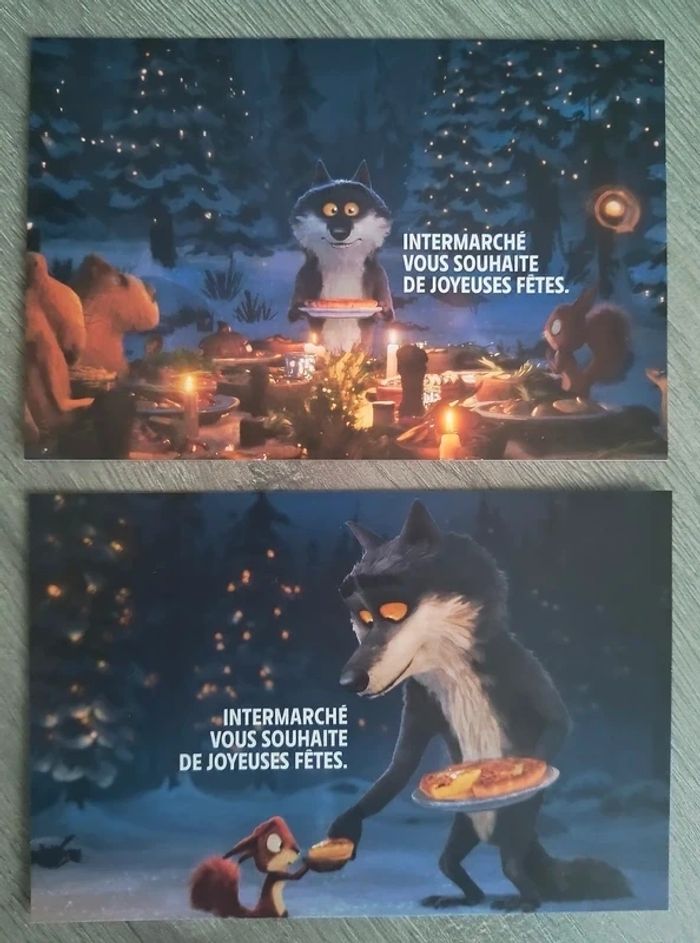 Peluche loup 🐺 + 2 cartes postales le mal aimé Intermarché - photo numéro 5