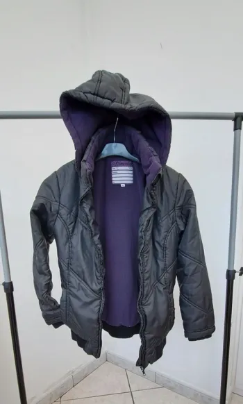 Veste doudoune noire - taille 164cm - doublure chaude - automne hiver printemps