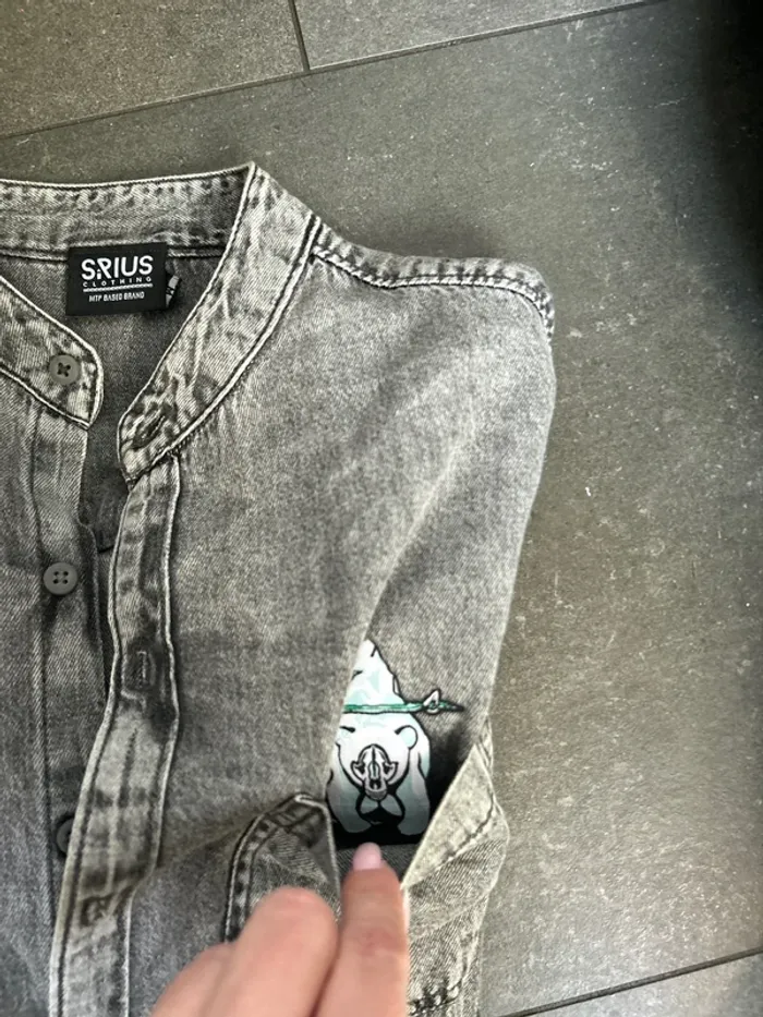 Chemise homme manches longues jeans gris M - photo numéro 2