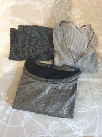 Lot de 3 tops débardeurs bodies de fête noir et argent taille M 38