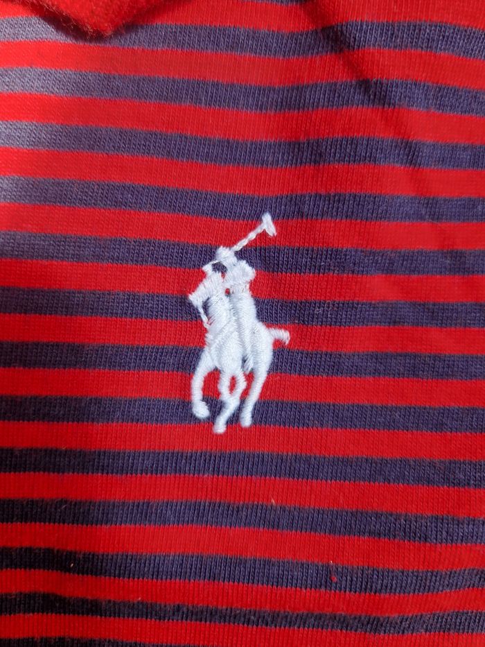 T shirt marinière rouge et bleue logo blanc polo Ralph Lauren taille L. - photo numéro 5
