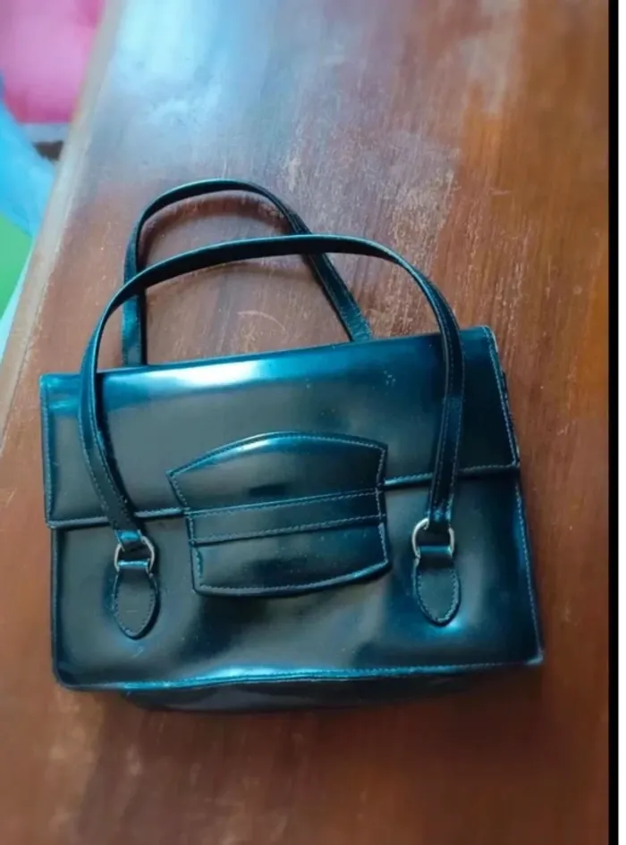 Sac à main cuir noir vintage