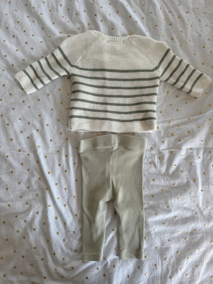 Ensemble Gilet & Legging blanc et vert - photo numéro 2