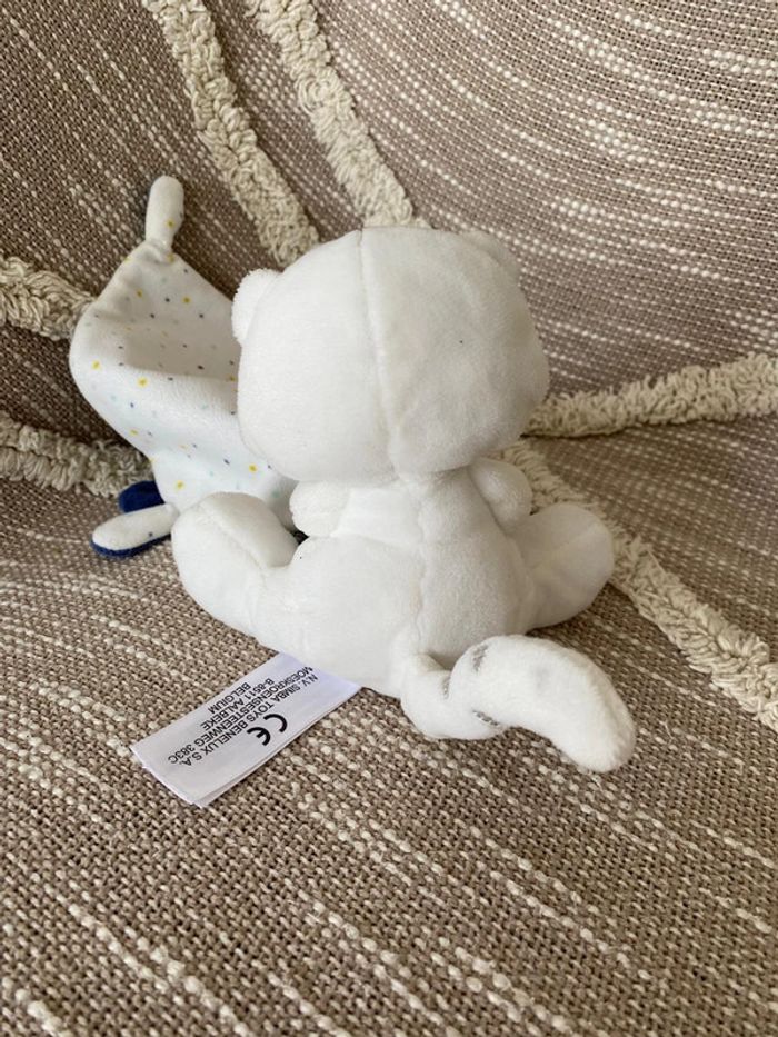 Peluche doudou mouchoir 14cm Simba toys tigre blanc et bleu parfait état - photo numéro 5
