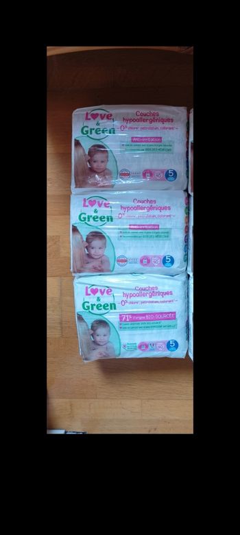 3 paquets de couches Love and green taille 5