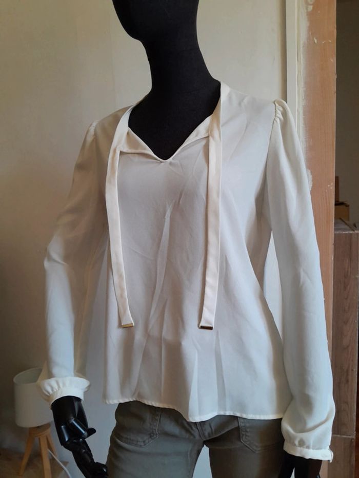 Blouse blanche manches longues avec noeud T36 - photo numéro 9