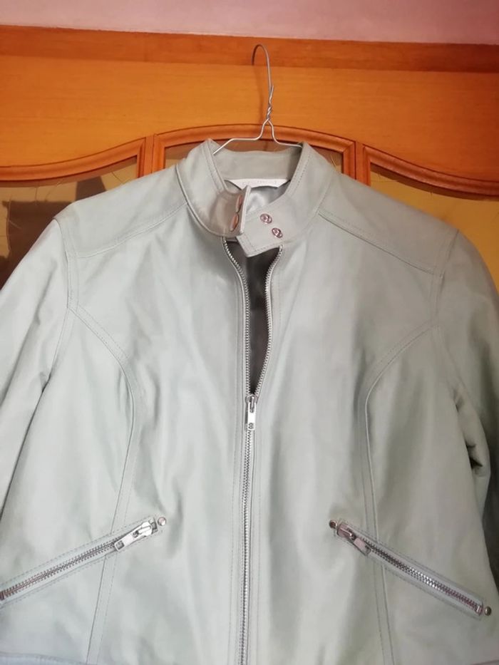 Veste simili cuir bleue - photo numéro 3