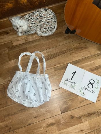 Combishort bloomer blanc fleuri jacadi neuf 18mois/81cm