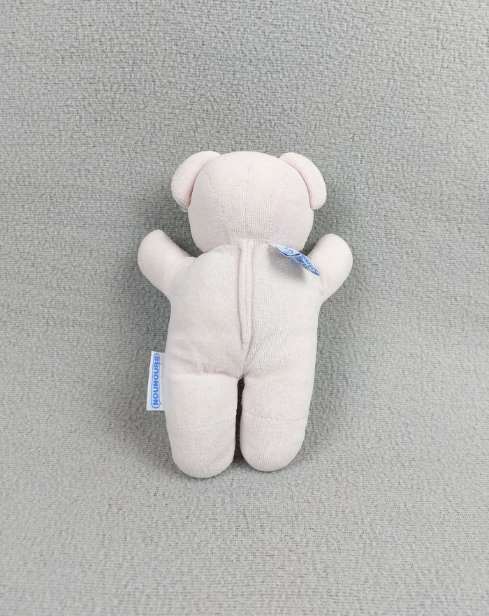 Ancien Doudou peluche ours hochet NOUNOURS rose pâle grelot 19 cm vintage - photo numéro 2
