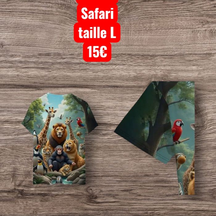 Tshort Safari avec motif animaux de la savane - photo numéro 2