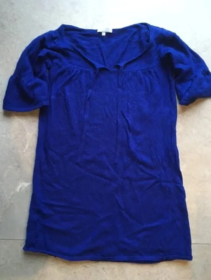 Pull tunique marine manches 3/4 – T. 38/40 - photo numéro 2