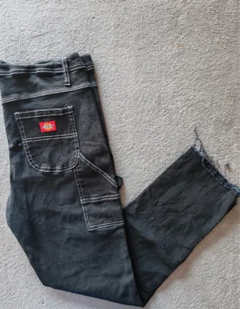 Pantalon Carpenter Dickies – Noir, Surpiqûres Blanches – T42
