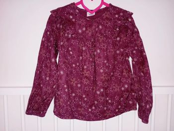 Chemise 6 ans TAO couleur prune motif étoile feu d'artifice