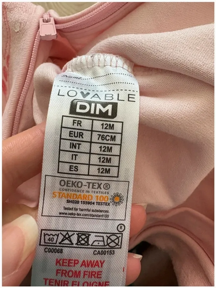 Pyjama bébé fille 12 mois Dim rose girafes 🦒 Velours - photo numéro 6