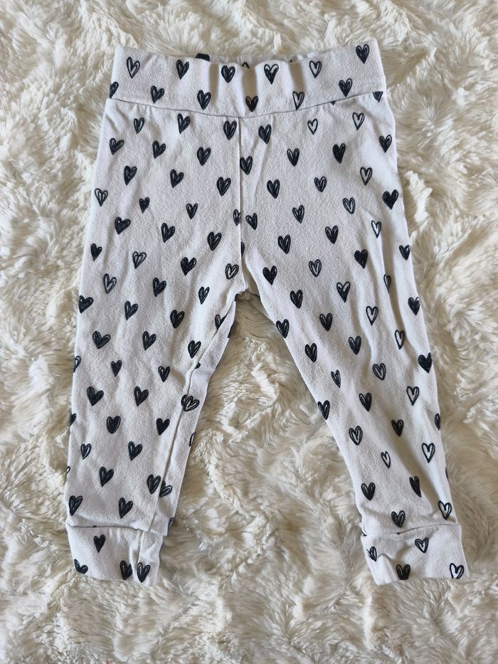 Legging blanc motif coeur trio little taille 3 mois - photo numéro 1
