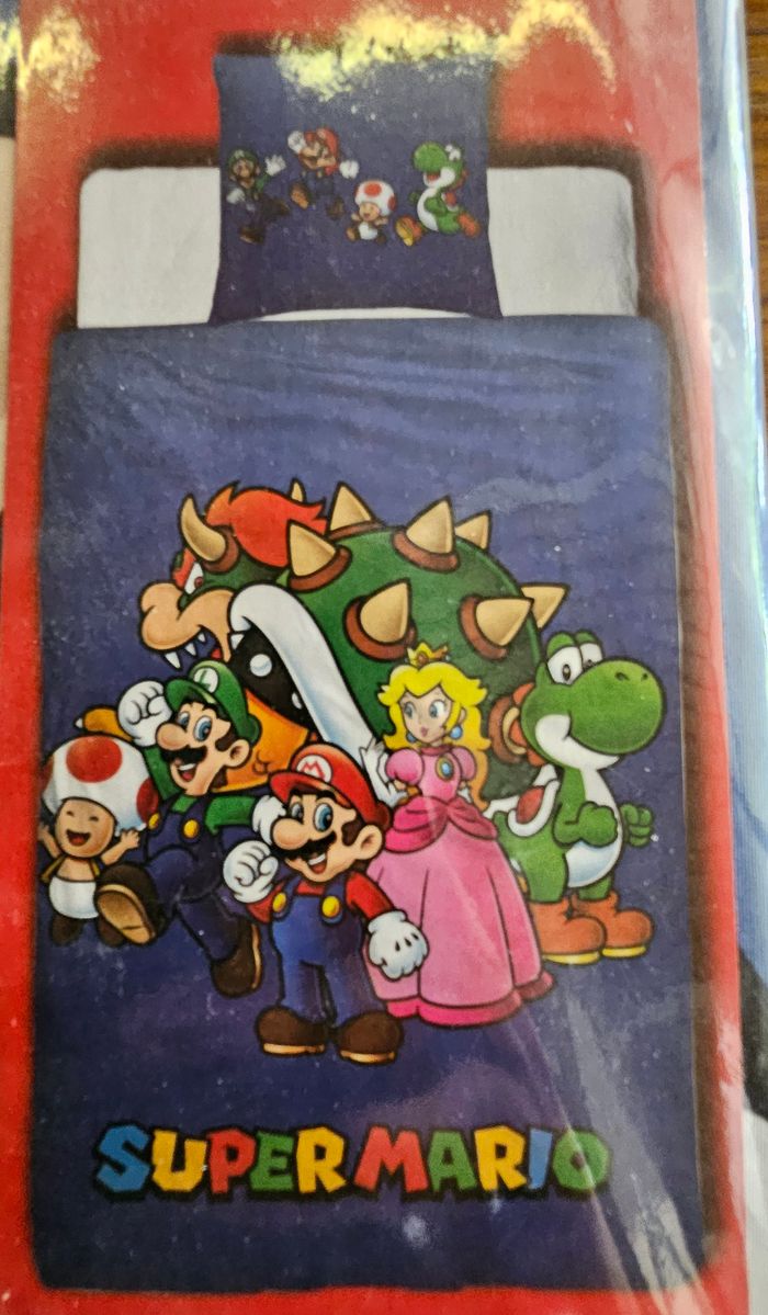 Parure de lit simple (housse de couette + taie d'oreiller) - Super Mario - Nintendo