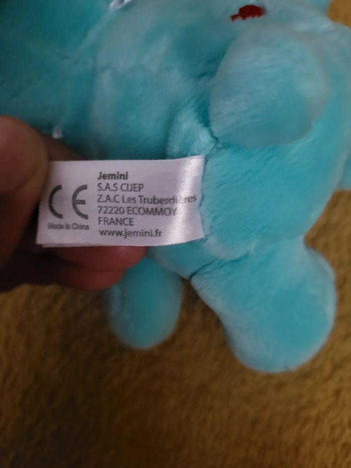 Peluche bisounours bleu/ vert baby jemini - photo numéro 3