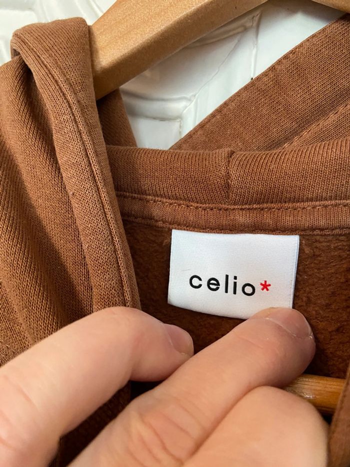 Sweat-shirt à capuche caramel Celio taille M - photo numéro 5