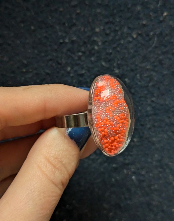 Bague ovale en verre style pylônes - photo numéro 2