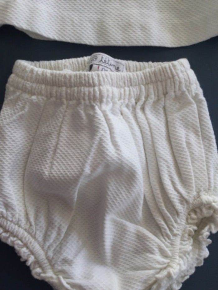 petit ensemble haut et culotte blanc marque tétine 1 mois neuf