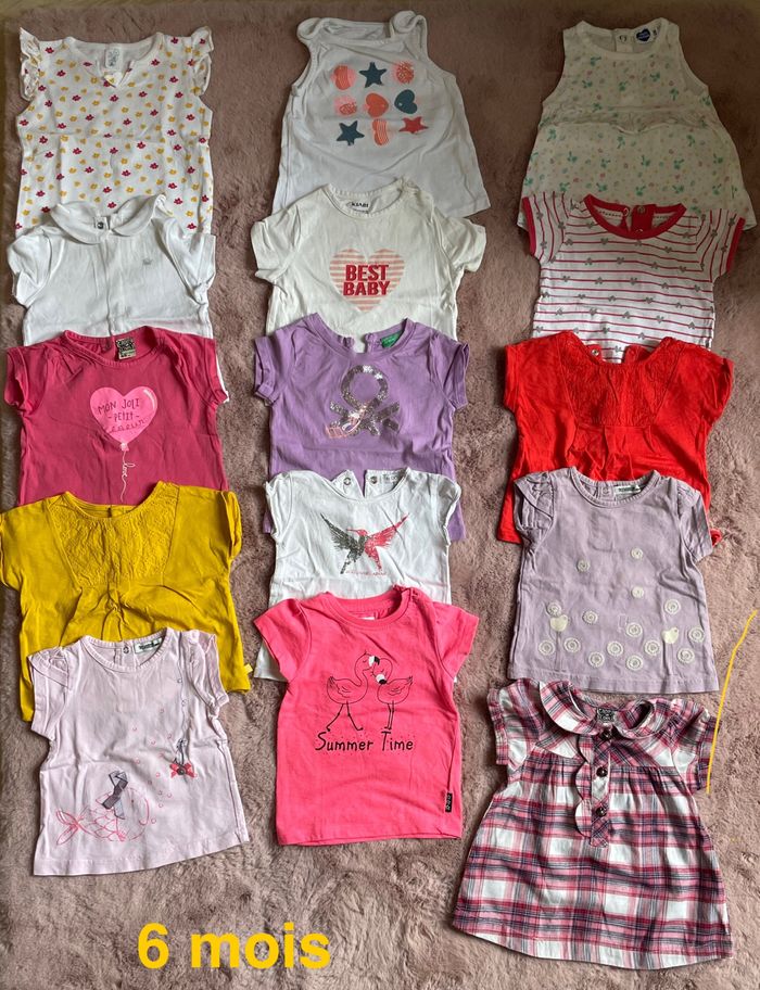 Lot T-shirts manches courtes fille 6 mois