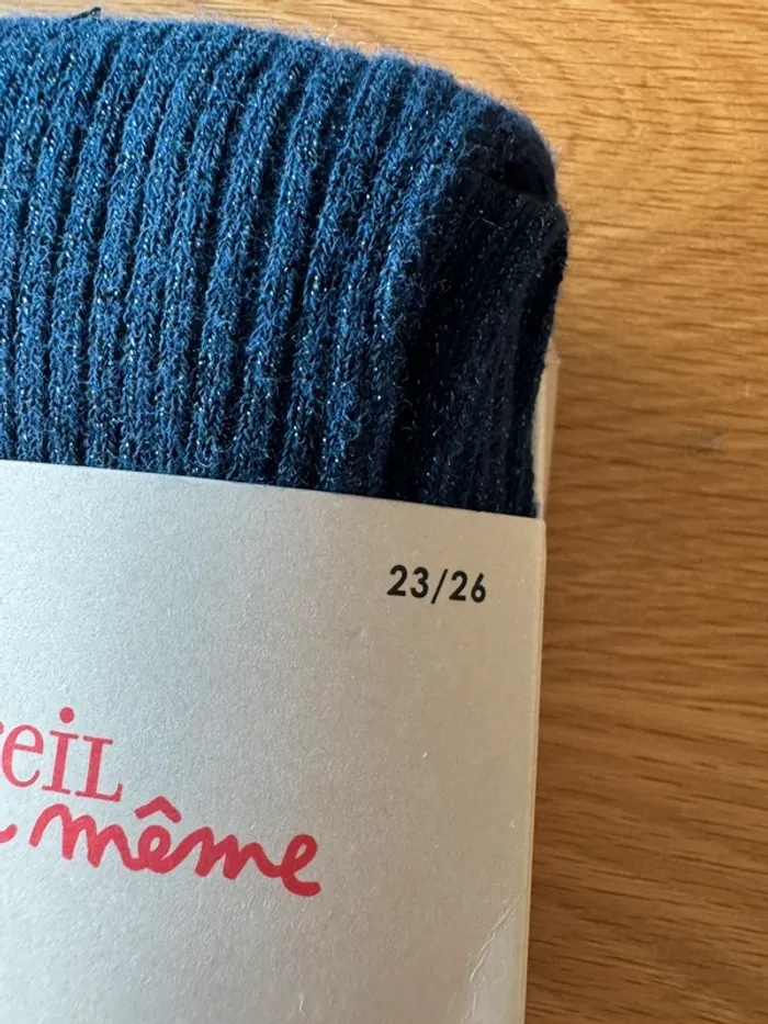 Collant bleu marine côtelé et irisé NEUF - Taille 3 Ans - photo numéro 3