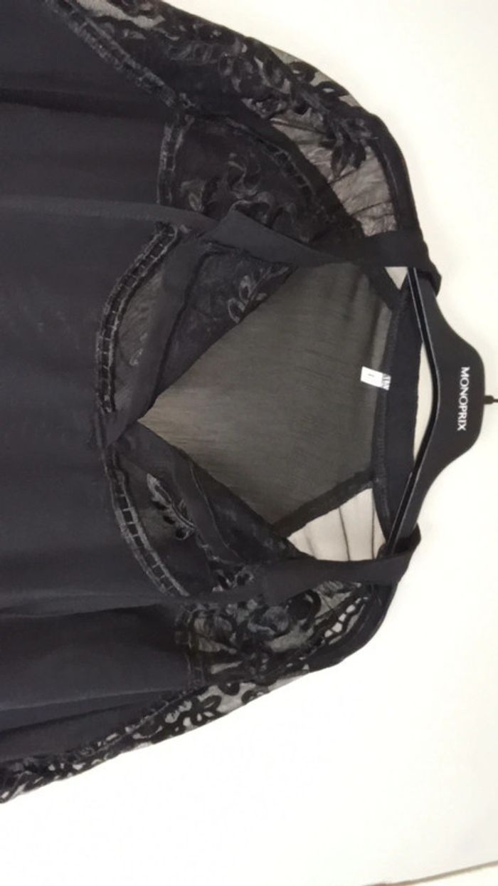 Blouse transparente noir à dentelles - Taille L - photo numéro 3