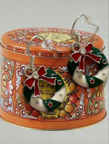 Boucles d’oreilles, couronne de Noël