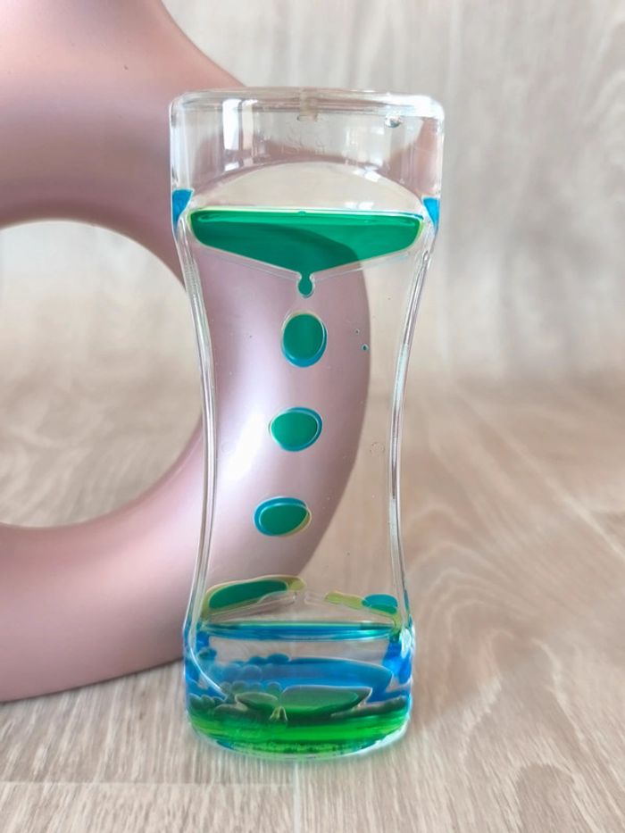 Sablier à huile apaisant jaune et bleu - photo numéro 2