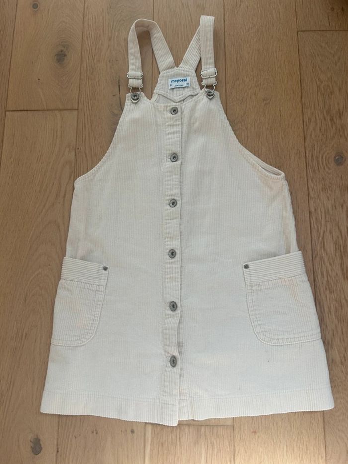 Robe salopette blanche velours Mayoral 9 ans