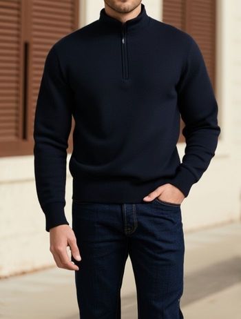 Pull en maille à col zippé Zara homme Taille S 