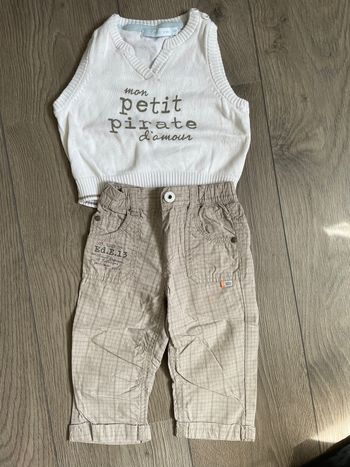 ensemble pantalon - pull sans manche   12 mois