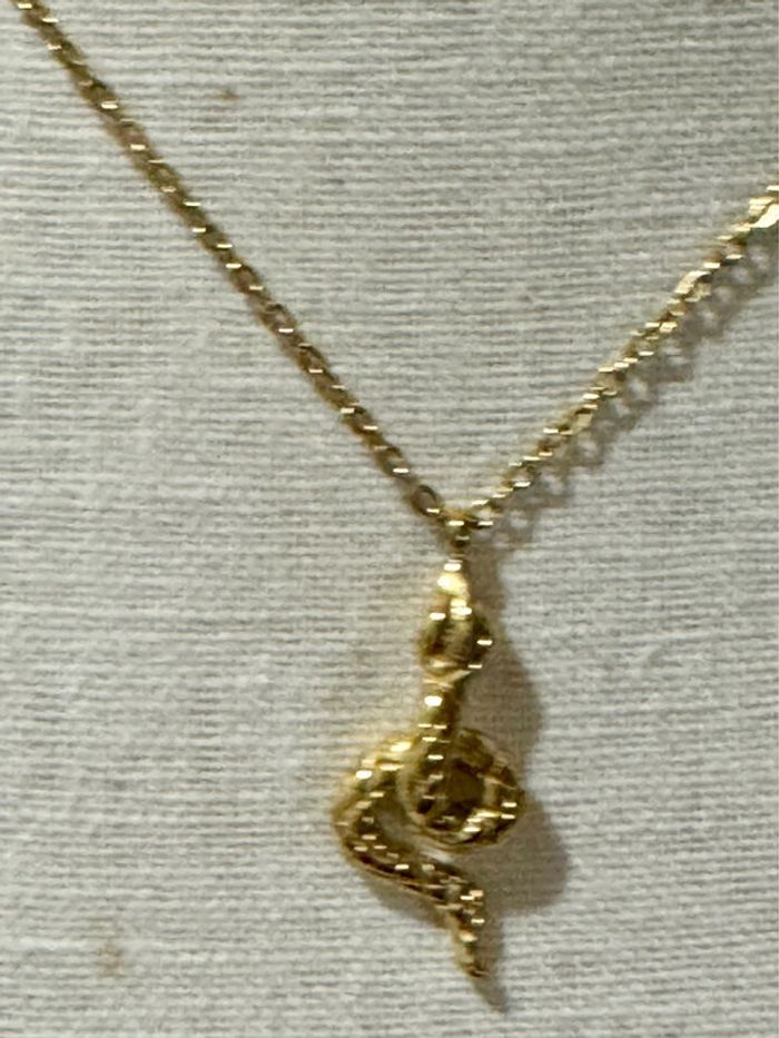 Collier réglable acier inoxydable or pendentif serpent - photo numéro 2