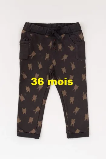 Pantalon noir motif marron Kiabi Taille 36 mois