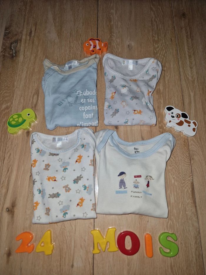 Lot de 4 maillots de corps 24 mois garçon