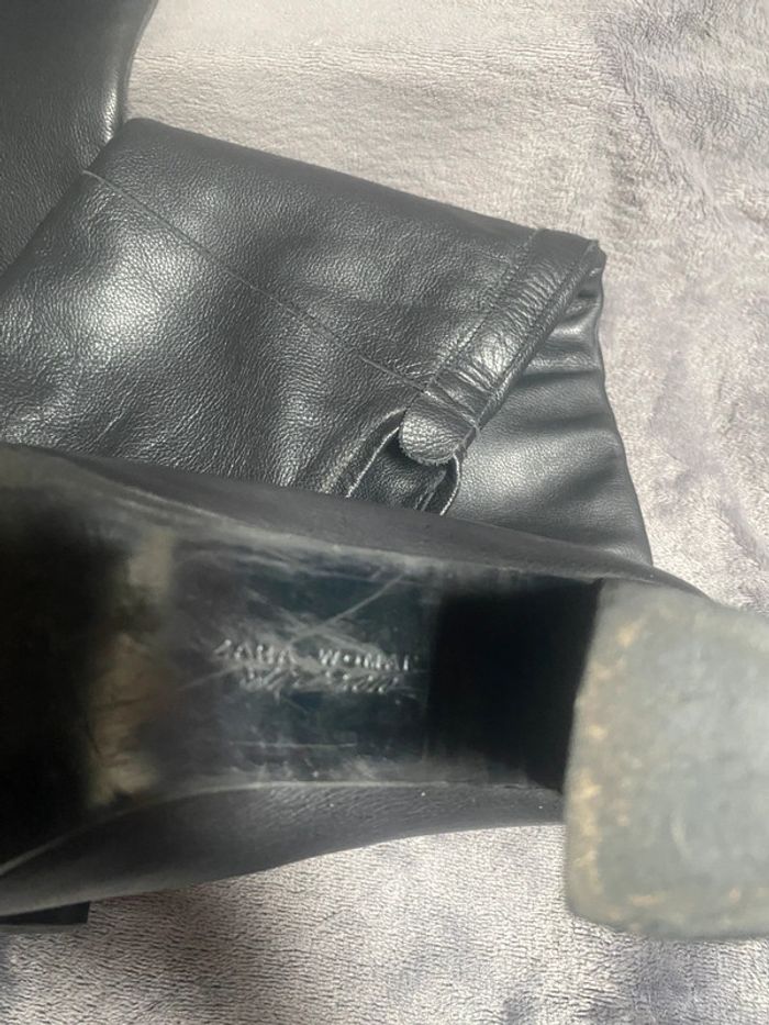 Cuissarde noir cuir véritable Zara woman - photo numéro 8